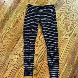 Athleta Black and Gray Stripe Leggings Size Small
